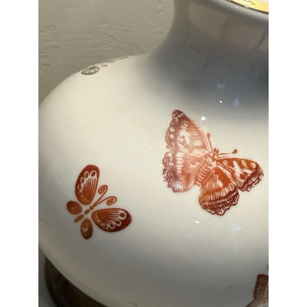 Vintage Butterflies porcelain Accent Lamp 3 Way‎ Light Intensity Shade Estate